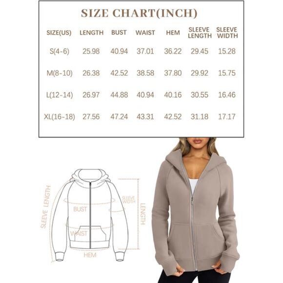 Women’s Oversized Zip-Up Fleece Hoodie: Fall Fashion Sweatshirt for Winter - Picture 8 of 8